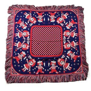 Nannekins by Nannette Raggedy Ann & Andy Vintage 60s Throw Baby Blanket Red Blue